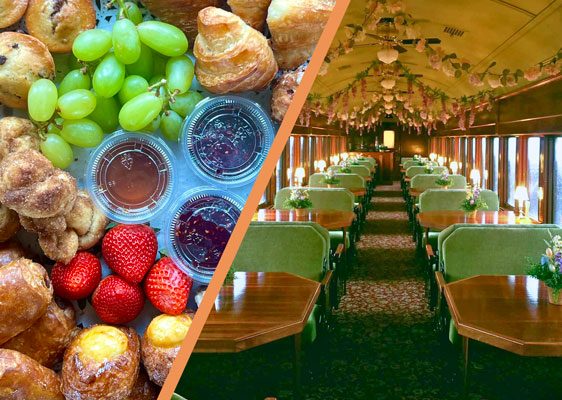 Mothers Day Continental image - food plate on left and right image is of the table car decorated